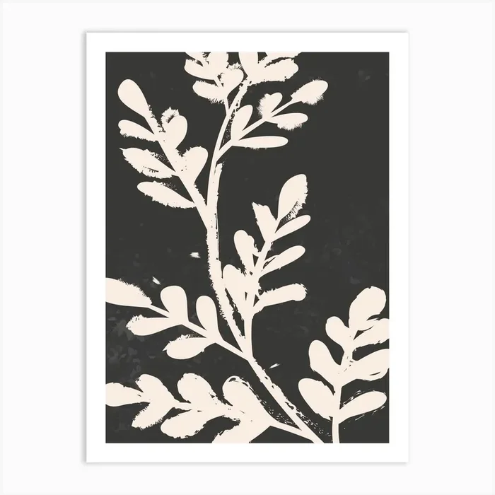 White Leaf Print Art Print by BlissPrintStudios