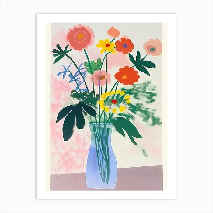 Wild Flowers Bouquet Flower Illustration 4 Art Print by Flora Expressions