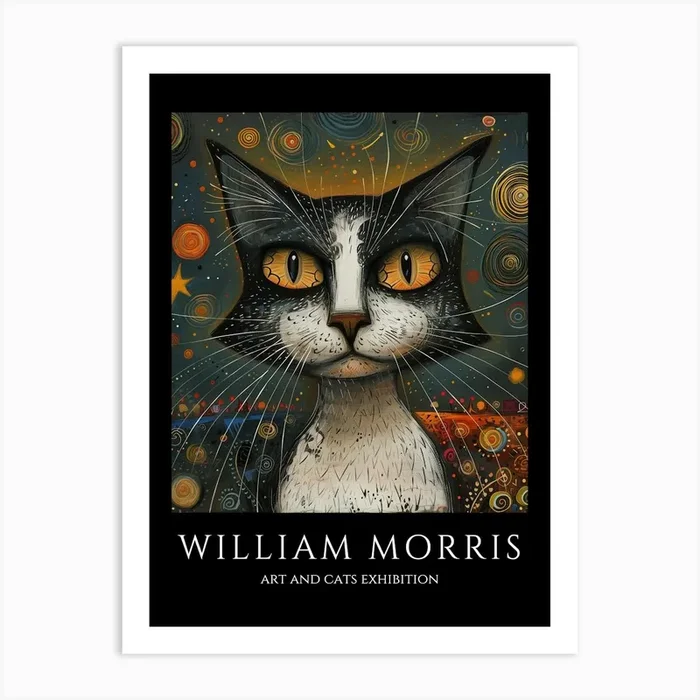 William Morris Cat Art Print Art Print by KReations
