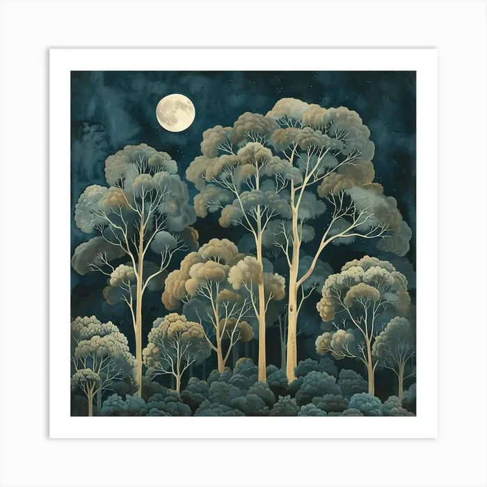 William Morris Inspired Night in the Woods Art Print by KReations