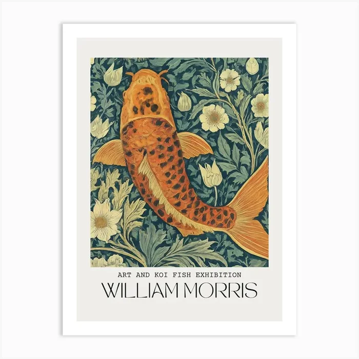 William Morris Koi Fish Art Print by Funky Hunky