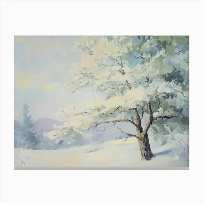 Winter Tree Landscape Canvas Print by Melloi Art Prints
