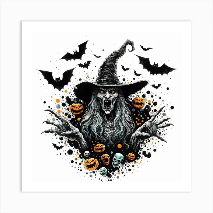 Witch With Pumpkins Art Print by Atithasos Tragos