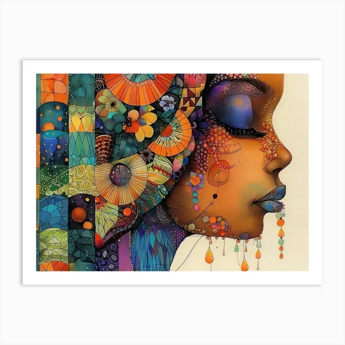 Woman’s Collaged Face Art Print by Amanda Moore
