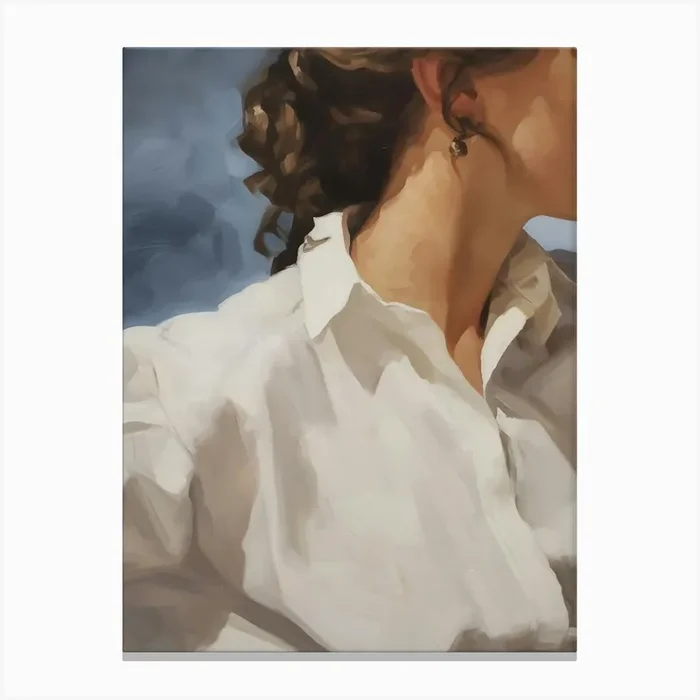 Woman In A White Shirt Canvas Print by Lara’s Wonderland