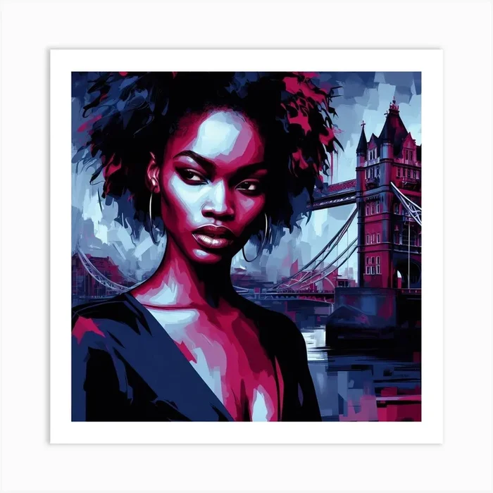 Woman in London 2 Art PrintIA by Israel AI