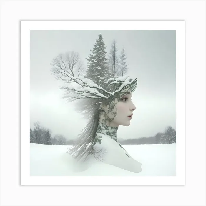 Woman In The Snow Art PrintA by ayman