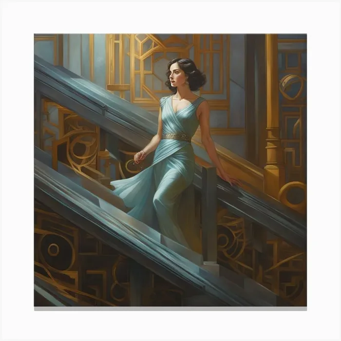 Woman On The Stairs 1 Canvas Print by Christian Shonda Benyamin