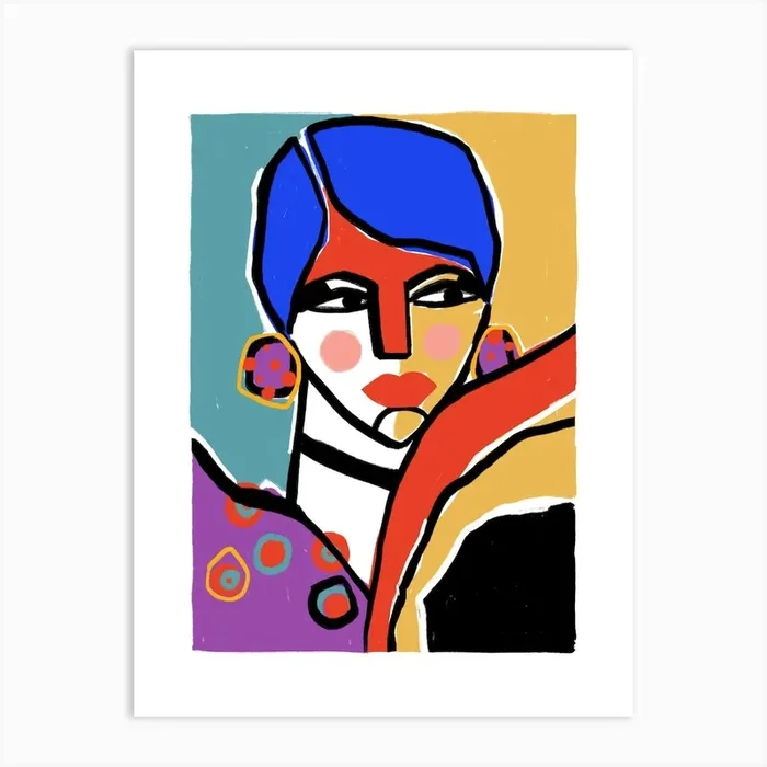 Woman With Colorful Hair Art Print by Atif Mellal