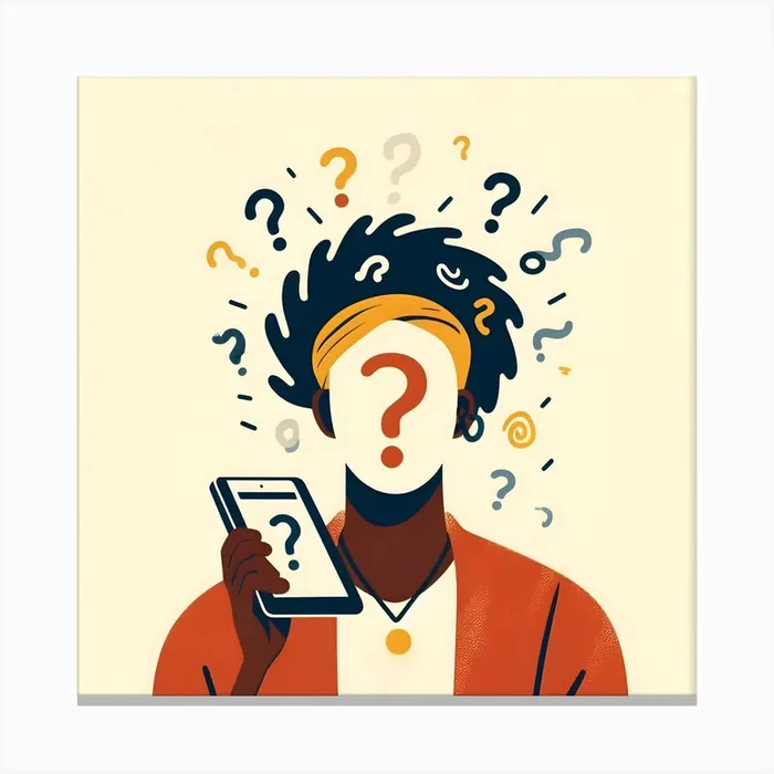 Woman With Question Marks Canvas Print by DigitalDoodle