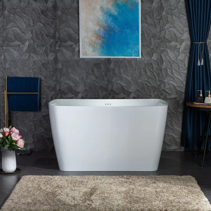 WOODBRIDGE 48 ” Acrylic Freestanding Rectangular Air Bath Bathtub with Pre-molded Seat