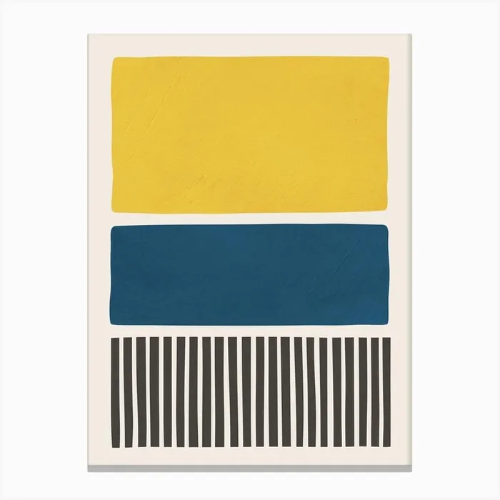 Yellow Navy Blue Black Bold Lines Canvas Print by Emc Design Lab
