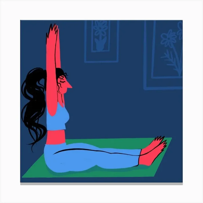 Yoga At Home Square Canvas Print by Alexandra Ramirez