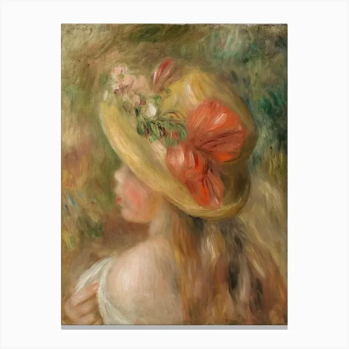 Young Girl With Hat, Pierre Auguste Renoir Canvas Print by Fy! Classic Art Prints and Posters
