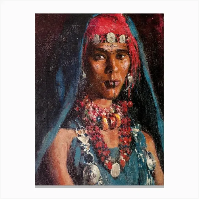 Young Woman With Necklaces, Carlos Abascal Canvas Print by Fy! Classic Art Prints and Posters